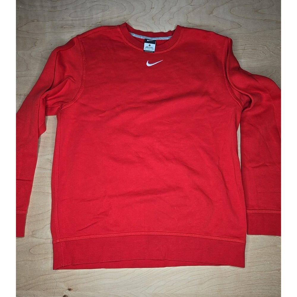 Nike Fleece Crewneck Sweatshirt Unisex Small Red Long Sleeve Embroidered
